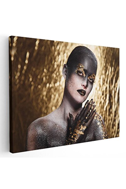 Tablou Canvas Machiaj auriu creativ tablou portret femeie, cod 2582
