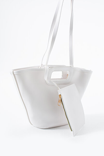 HERCAİ White Stitching Detailed Dual-Use Bucket Hand and Shoulder Bag