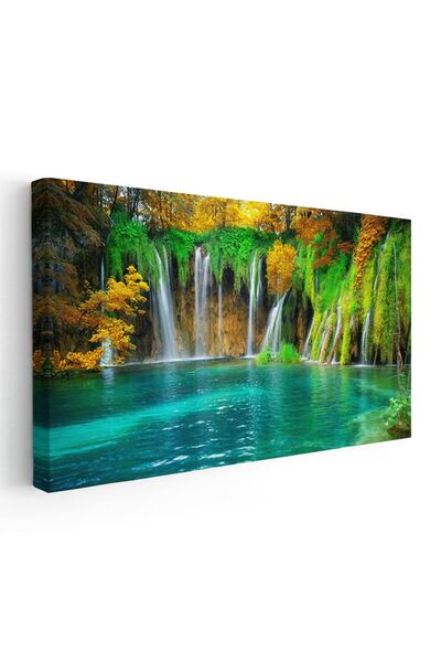 Tablou Canvas Tablou peisaj cascade, Lacurile Plitvice, Croatia, albastru, co...