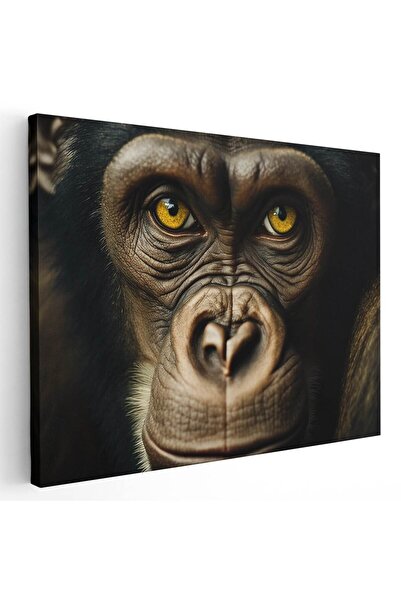 Tablou Canvas portret maimuta gorila, maro, galben, cod 1239