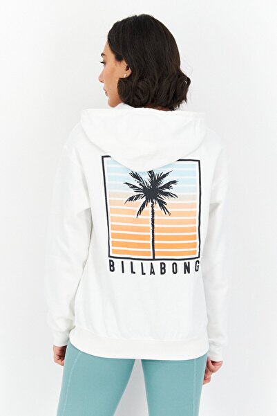 BİLLABONG Women Hooded Long Sleeve Graphic Print Sweatshirt, White