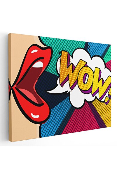 Tablou Canvas Tablou cu buze rosii pop art wow, roz, cod 1365