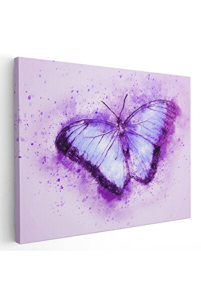Tablou Canvas fluture schita acuarela alb, bleu, mov, cod 1158