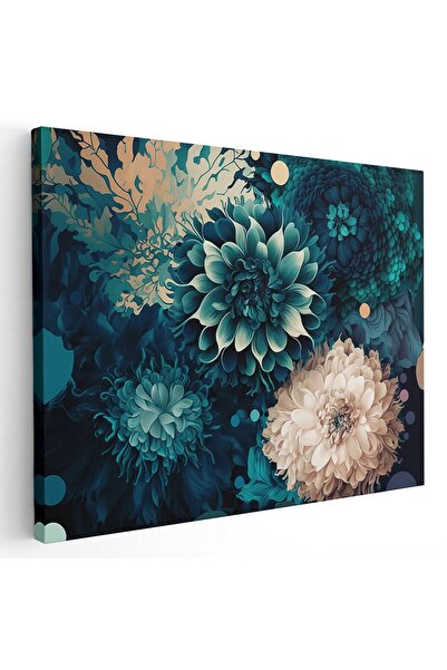 Tablou Canvas model decorativ flori roz, albastru, cod 1248