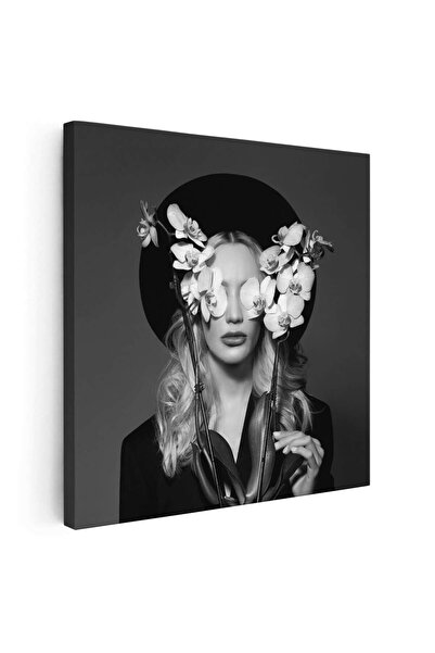 Tablou Canvas Tablou portret femeie cu flori de orhidee, cod 4361