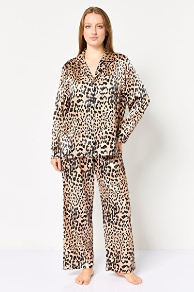 Bebe Women 2 Pieces Animal Print Top And Bottom Sleepwear Set, Multicolor