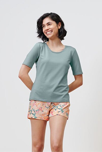 Tchibo طقم بيجامة نسائية سادة بأكمام قصيرة وشورت، متعدد الألوان