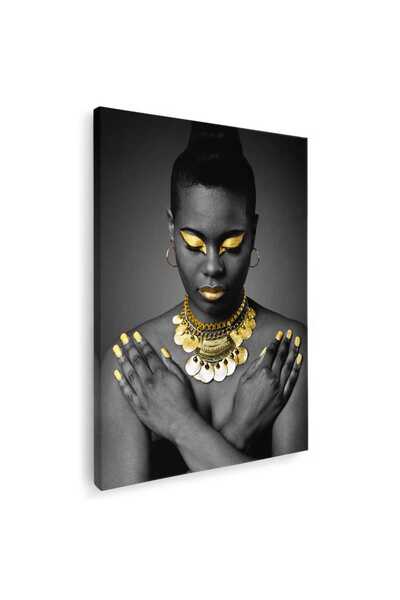 Tablou Canvas Machiaj auriu tablou modern femeie, cod 2571