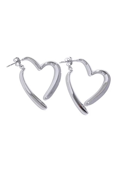 monalisatoka Kadın Gümüş Tasarım Halka Kalp Küpe