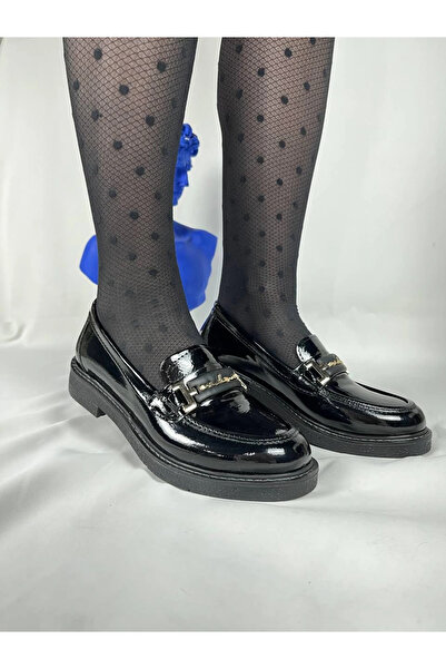 Zerenyus Flex Black Patent Leather Buckle Daily Orthopedic Women's Ballerinas