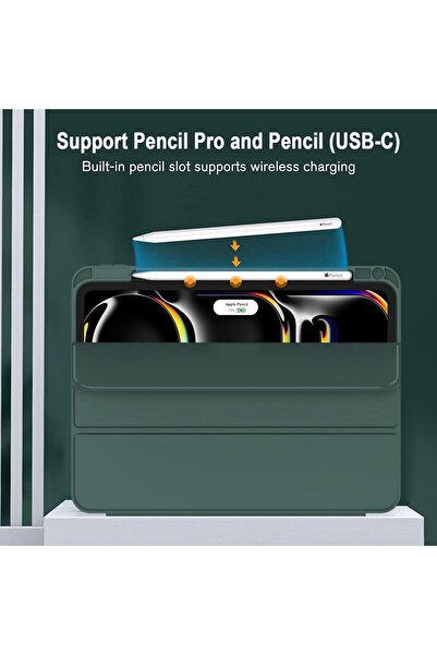 Generic Elterazone New iPad Pro 13 Inch Case M4 (2024, 7th Gen) with Pencil Holder, Smart Case with Touch ID