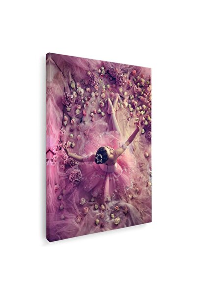 Tablou Canvas Tablou balerina printre valuri tul si trandafiri roz, cod 1693