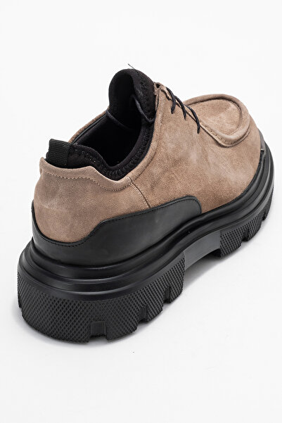 Dericlub Men's Thick Sole Lace-Up Casual Shoes Real Suede Leather Mc 22437