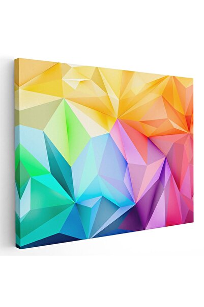 Tablou Canvas Tablou forme geometrice abstracte in nuante albastru, galben, r...