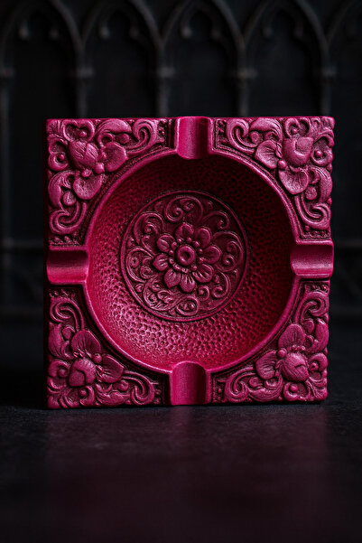 İNLAKECHANDMADE El Yapımı Gotik Desenli Isıya Dayanıklı Vernikli Kare Küllük ...