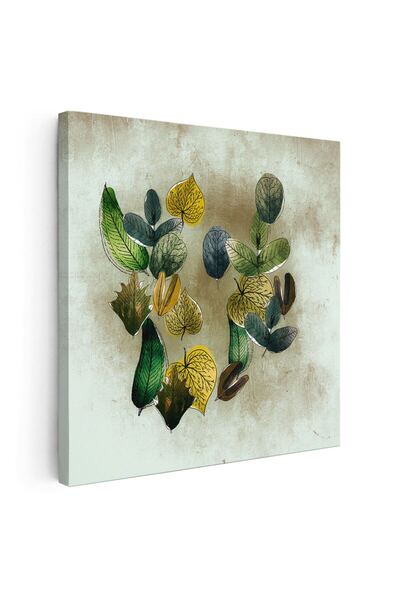 Tablou Canvas ilustratie frunze diverse, galben, verde, cod 1315