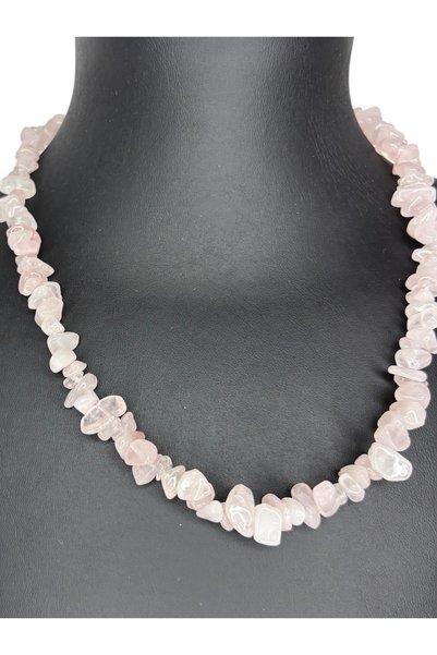 Smyrna Pink Quartz Stone Necklace, Natural Cracked Stone Necklace, Adjustable Handmade Chunky Stone Necklace, Unisex