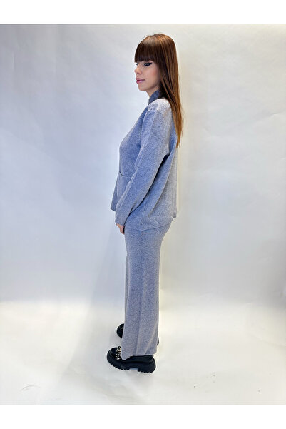 IFASTFASHION Women's knitted set with blouse and flared pants - loose and modern cut