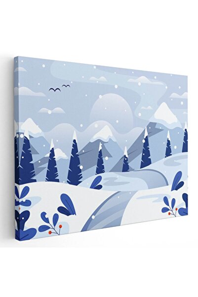 Tablou Canvas Tablou peisaj montan cu brazi iarna, cod 5497