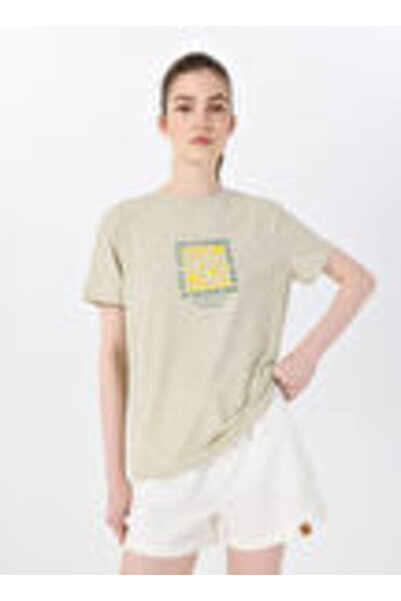 Discovery Expedition D5SL-TST3731 Mavi Kadın Relaxed Baskılı T-Shirt