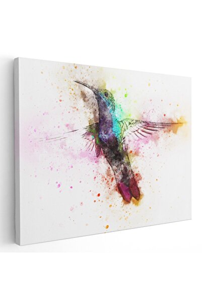 Tablou Canvas pasare colibri acuarela multicolor pe fundal alb, cod 1122