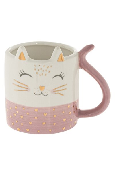 SHOPIENS Cană ceramică 3D cu pisică, roz, 420 ml