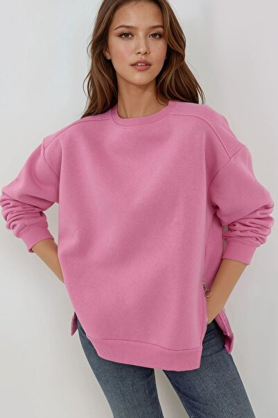 Hiccup Shardonlu Zipper Detailed Crew Neck Sweatshirt Busem Collection