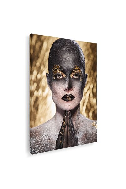 Tablou Canvas Machiaj auriu negru creativ tablou portret, cod 2568