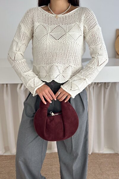 FEMELLE Tricotaj alb Pulover tricotat cu umăr dezactivat Mărime standard