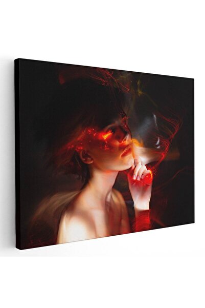 Tablou Canvas Tablou portret femeie visand neon rosu, cod 2102