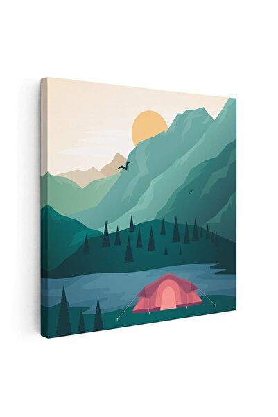 Tablou Canvas Tablou peisaj munte cu cort, cod 5351