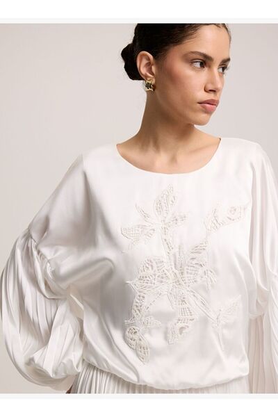 BAQA Pilise Etekli Beyaz Elbise