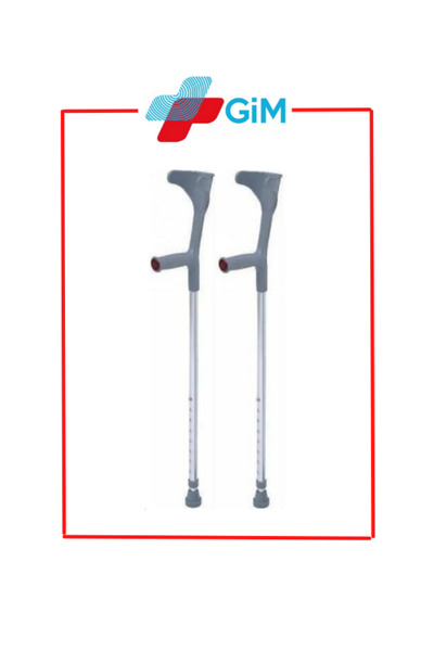 GİM Lüx Gri Çift Kanedyen Koltuk Değneği Ayarlanabilir Dirsek Destekli Baston