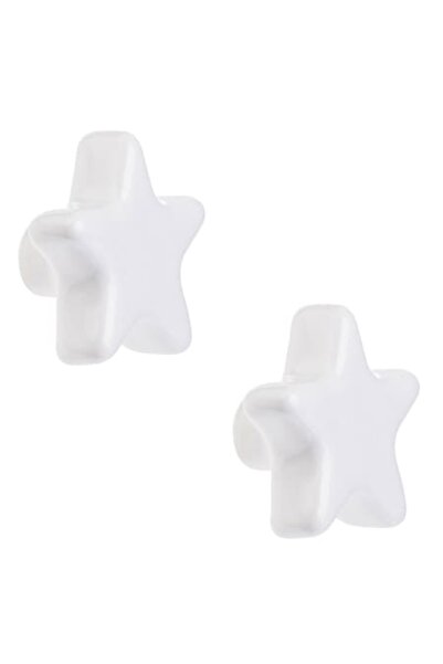 SHOPIENS Set mânere ceramice în formă de stea, albe, 2 piese