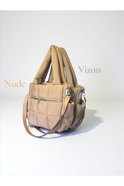 Nuggita Geantă Puffer Pătrată Nude Specială