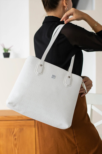 Just Polo Women's Original White Large Size Handbag Tote Bag Suitable for Dai...