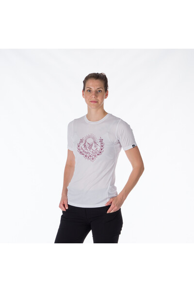 NORTHFINDER Tricou de damă confortabil, semi-croțat, MILDRED, alb