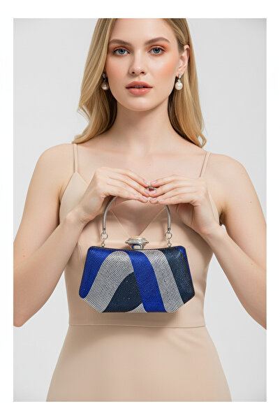 Wedding Fashion Albastru bleumarin argintiu Saks Color Stone Pearl Detaliu mâ...