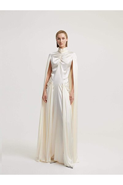 BAQA Pelerin Görünümlü Beyaz Elbise