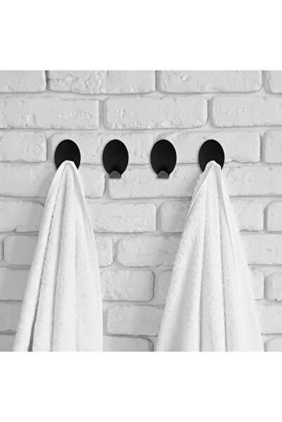 SHOPIENS Cârlige metalice ovale adezive, set de 4, negre, 3,5x5 cm