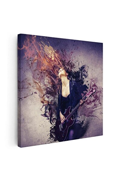 Tablou Canvas Tablou femeie cantand la chitara mov, cod 2046