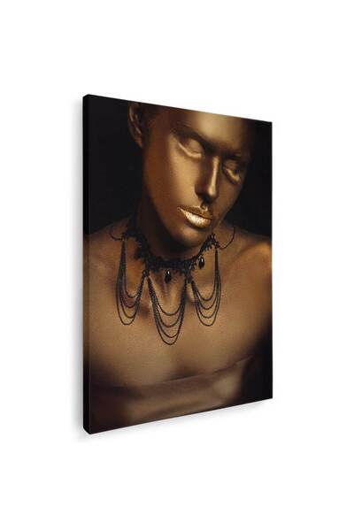 Tablou Canvas Machiaj auriu tablou portret femeie, cod 2572