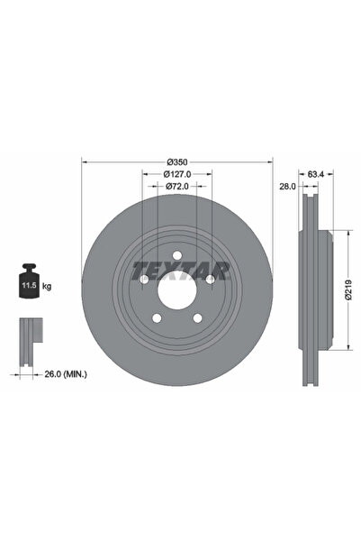 TEXTAR Дискови спирачки Jeep Grand Cherokee 4/Grand Cherokee Van