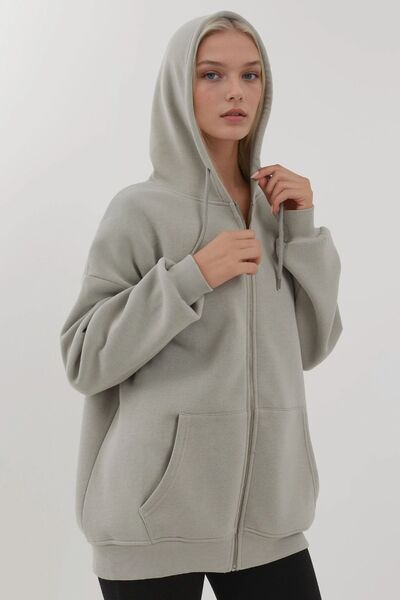 Hiccup Zippered Hooded Sweatshirt with Raised Pockets Busem Collection