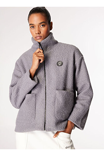 Discovery Expedition Füme Kadın Fermuarlı Yaka Loose Fit Sweatmont D4WL-SWT3097