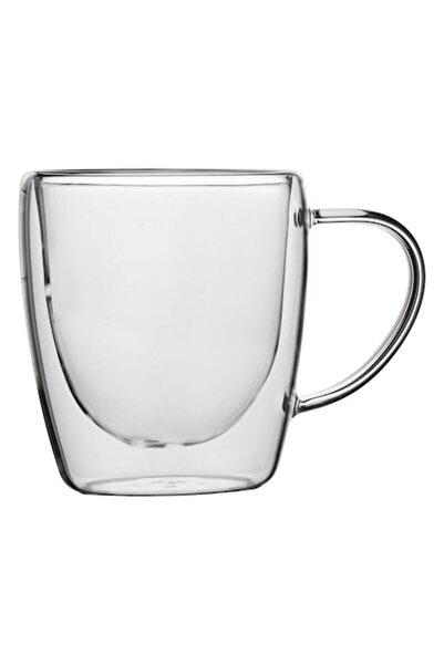 SHOPIENS Double-wall Glass Mug, Transparent, Capacity 0.25L, Microwave Safe, ...