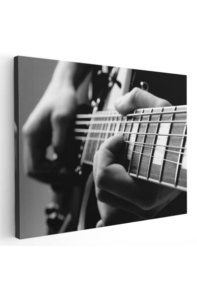 Tablou Canvas Tablou chitara cantaret detaliu alb negru, cod 1607