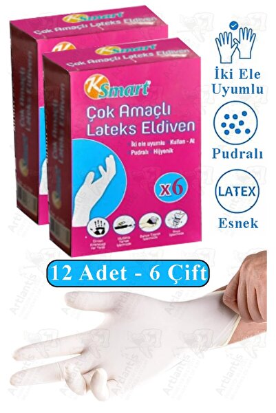 Artlantis Lateks Tek Kullanımlık Pudralı Eldiven 2 Paket Doktor Eldiveni Muay...