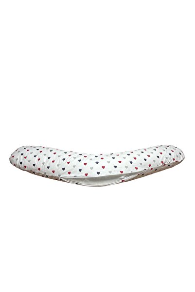 OEM Perna gravide 3 in 1 Lucia, Circulatie optima aer, Model inimi colorate, 135x35 cm, husa detasabila