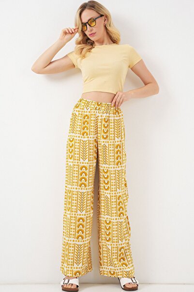 Hiccup Bdart High Waist Geometric Striped Palazzo Pants